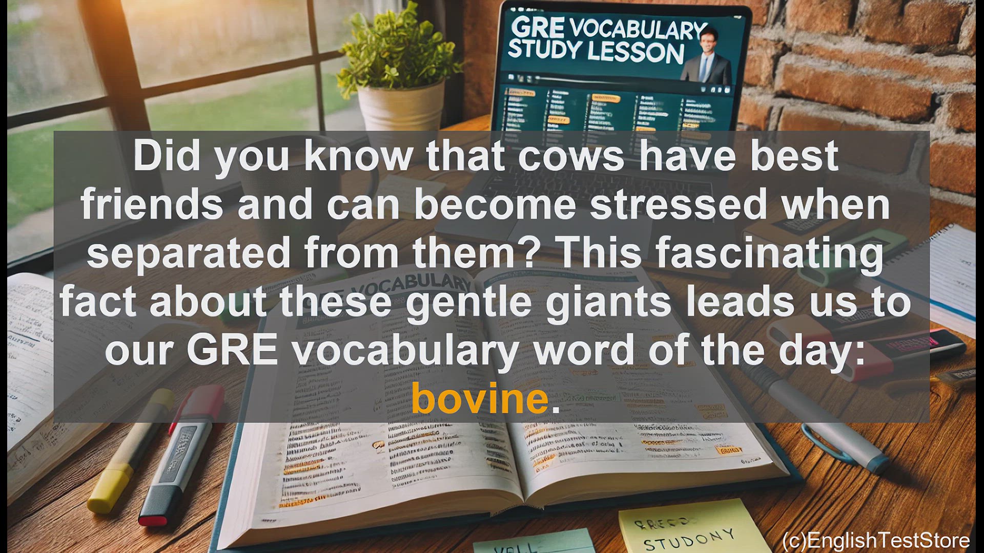 'Video thumbnail for GRE Vocabulary Lesson: Bovine - Exploring the Fascinating World of Cattle and Their Metaphorical Meanings'