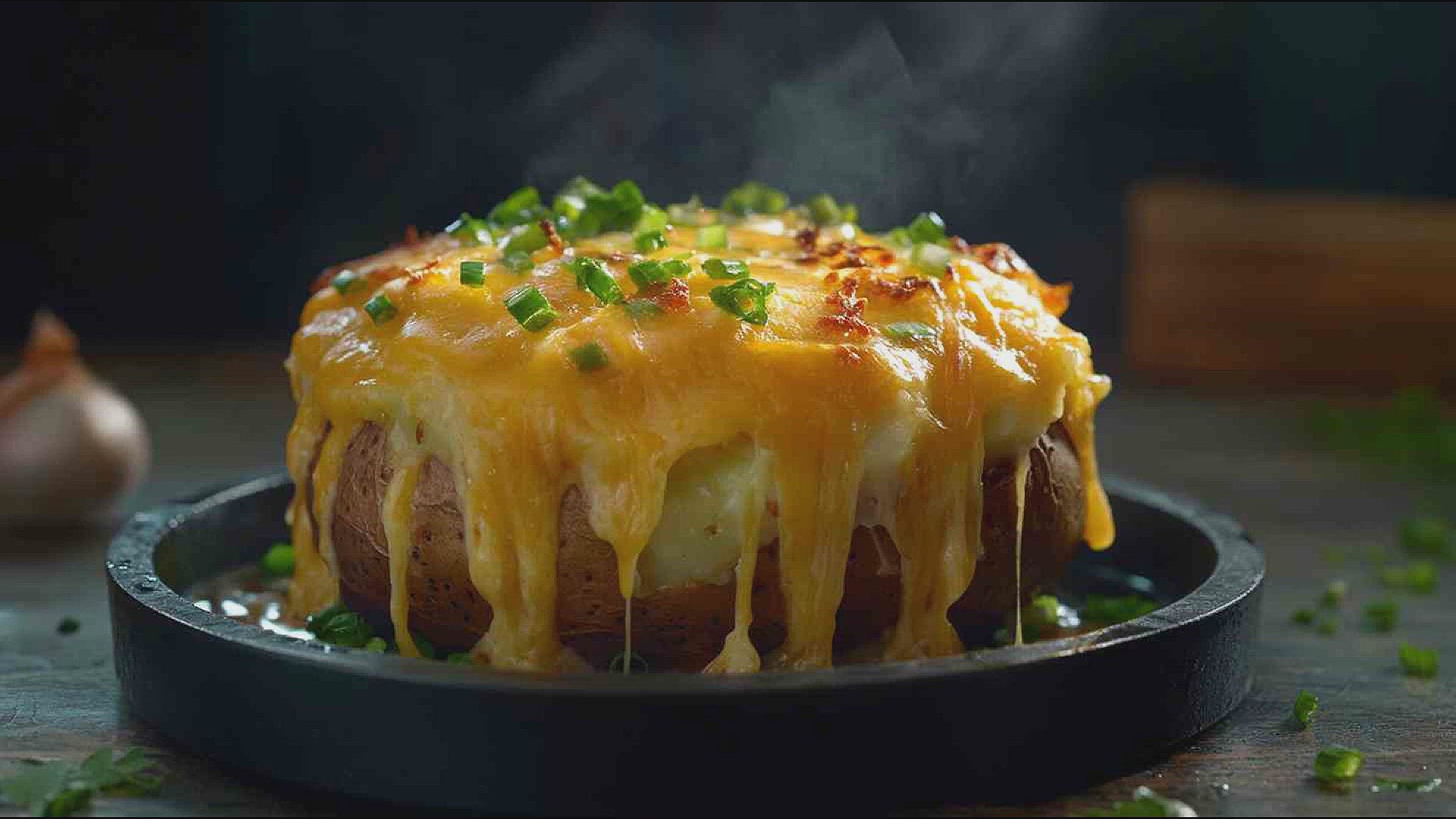 'Video thumbnail for Air Fryer Baked Potatoes with Cheddar and Green Onion Recipe'