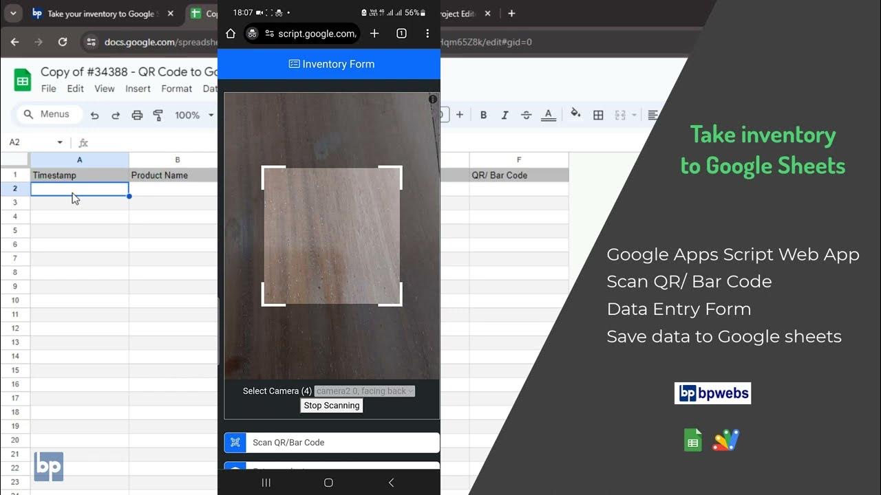 'Video thumbnail for Take your inventory to Google Sheets with QR, Bar code scanning Web Apps'
