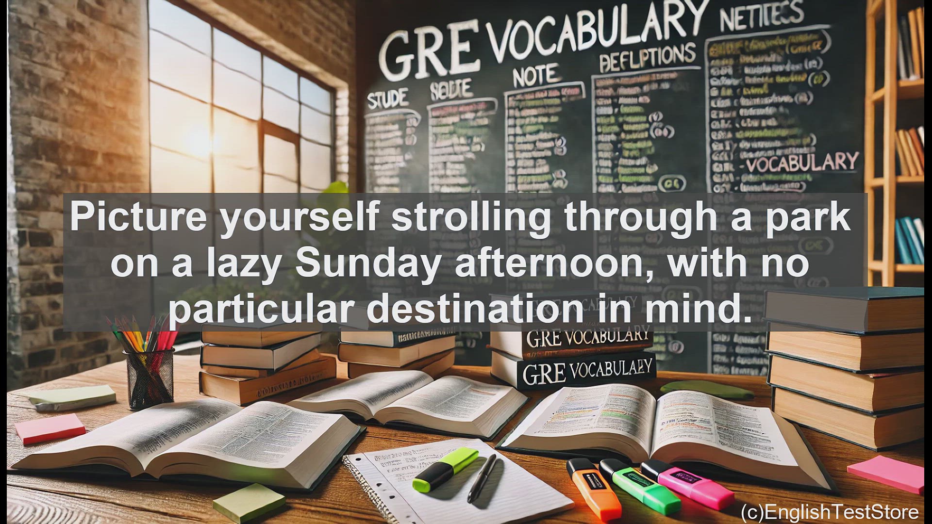 'Video thumbnail for GRE Vocabulary Lesson: The Art of Sauntering - A Leisurely Exploration'