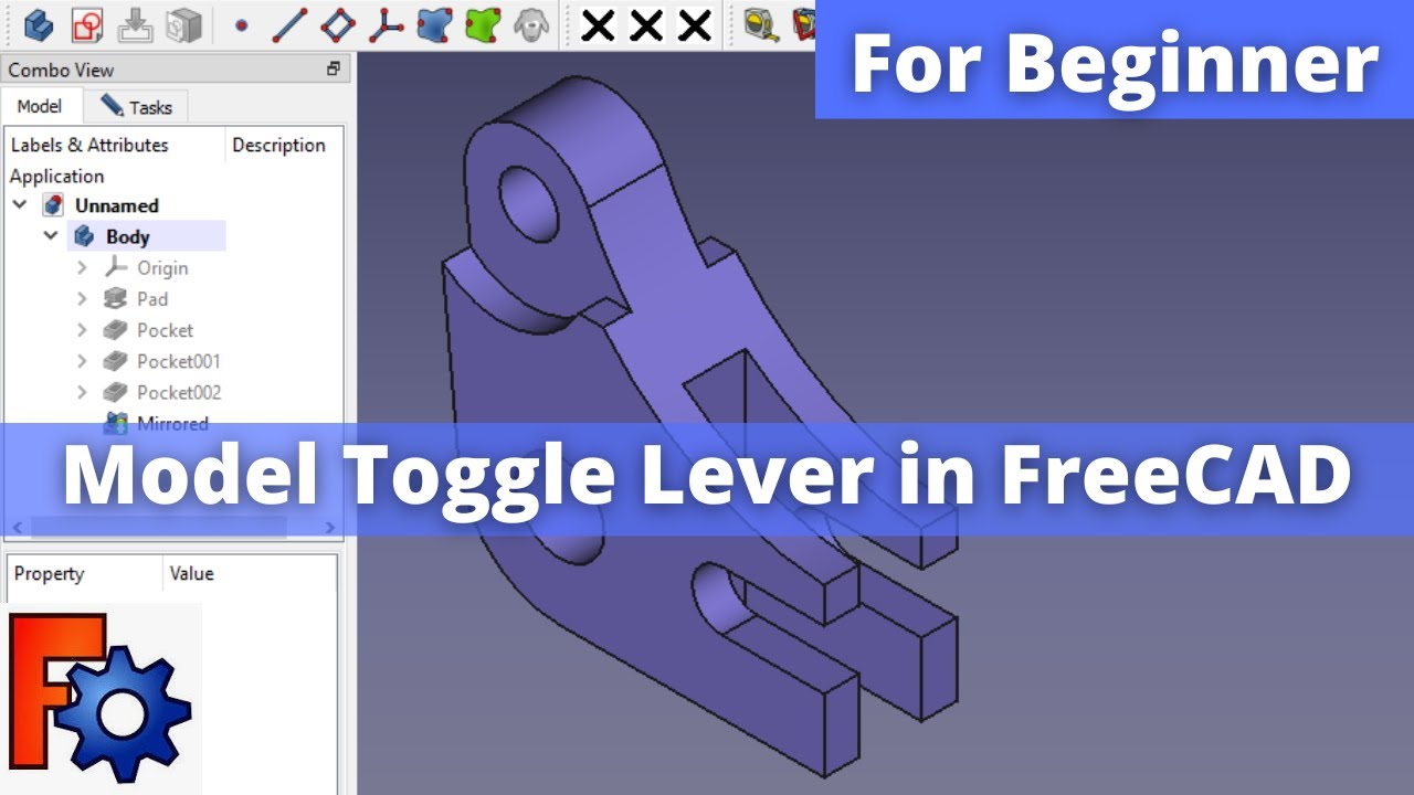 'Video thumbnail for Model Toggle Lever in FreeCAD | FreeCAD Tutorial | FreeCAD Part Design |'