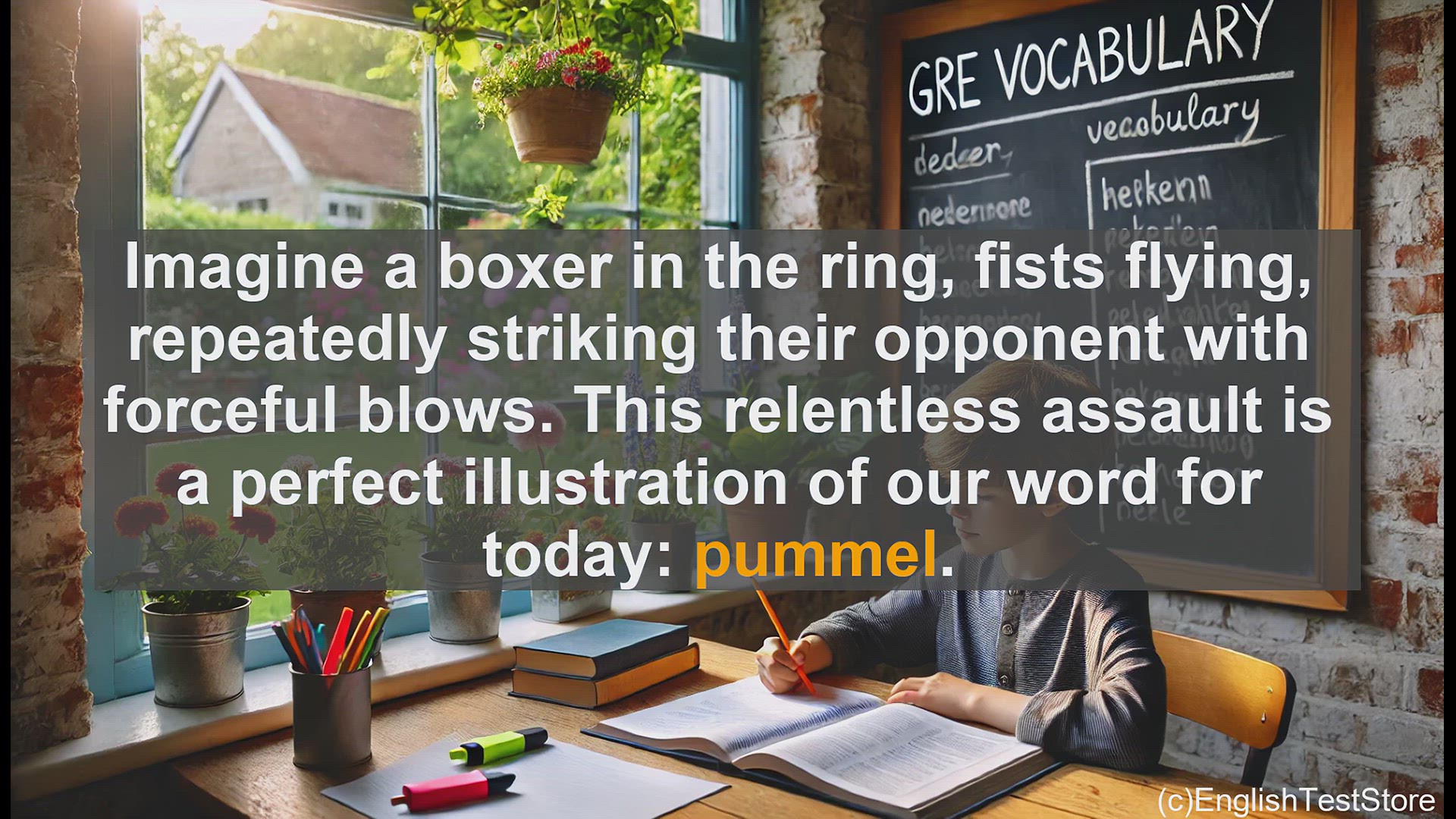 'Video thumbnail for GRE Vocabulary Lesson: Pummel - A Powerful Verb for GRE Vocabulary'