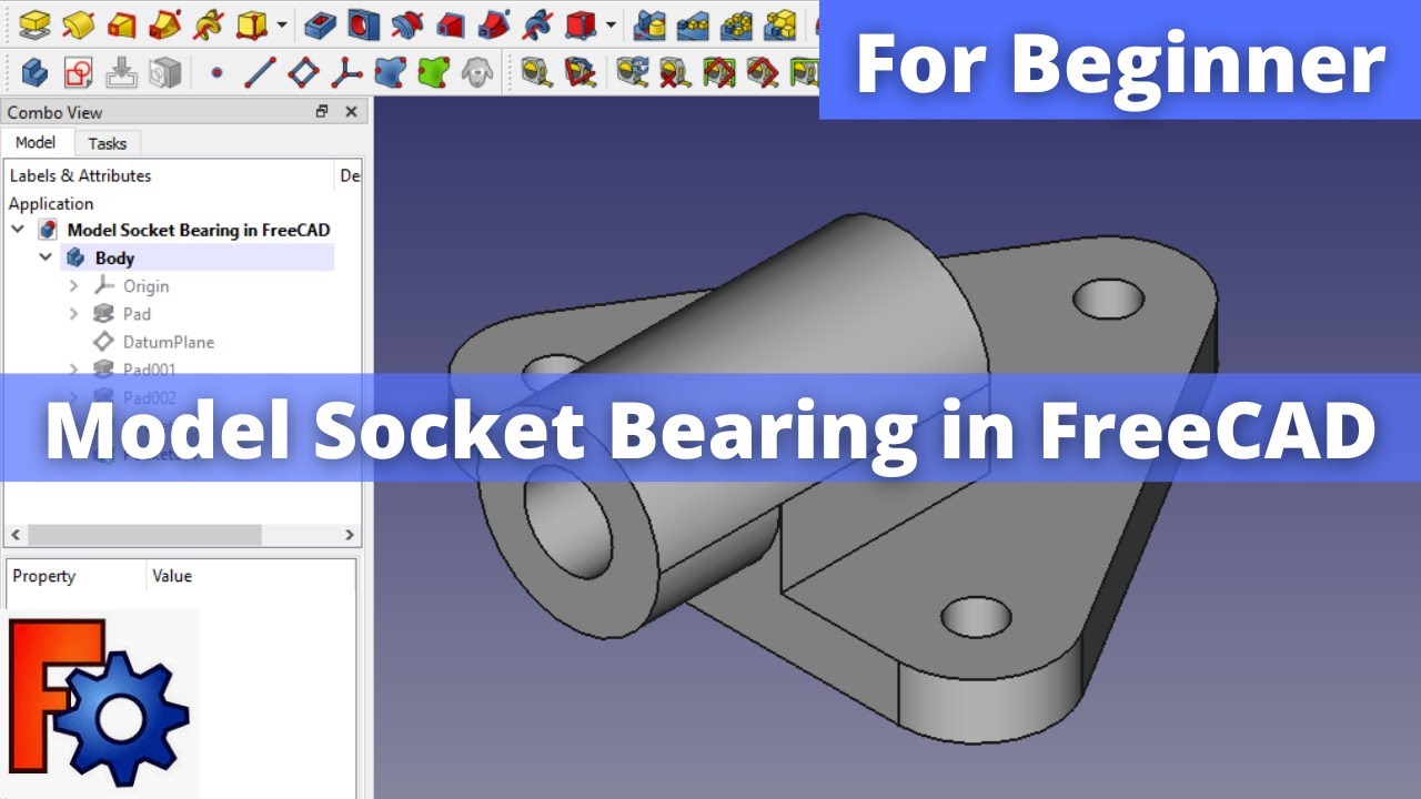 'Video thumbnail for Model Socket Bearing in FreeCAD | FreeCAD Tutorial | Mechnexus |'