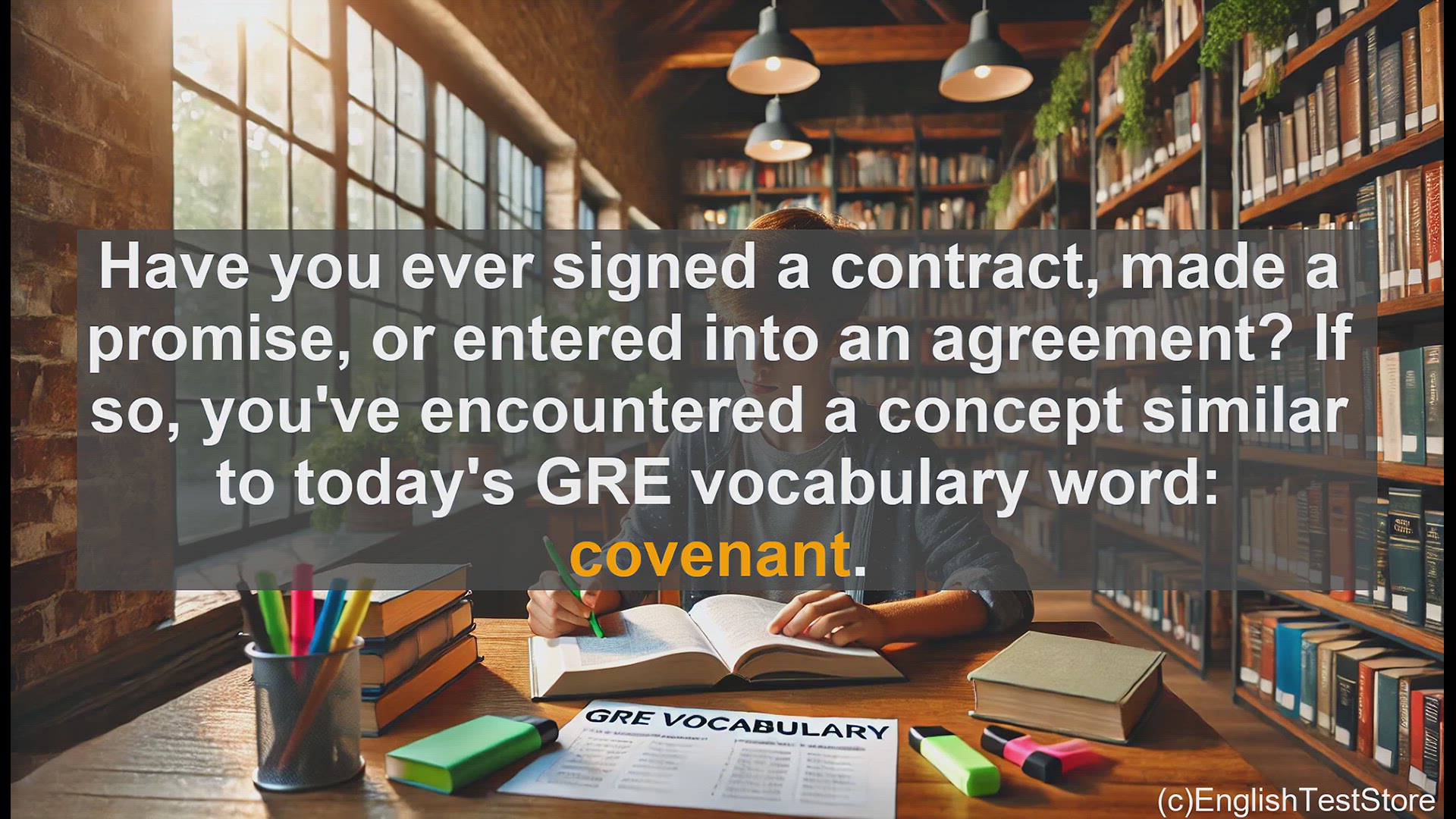 'Video thumbnail for GRE Vocabulary Lesson: Covenant - The Solemn Promise That Binds'