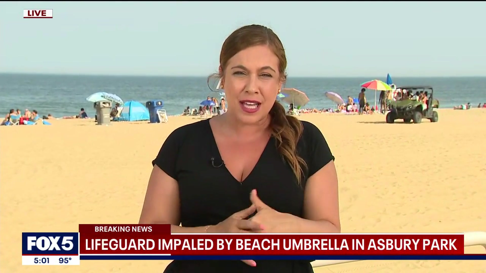 'Video thumbnail for Lifeguard impaled by beach umbrella at Jersey Shore'