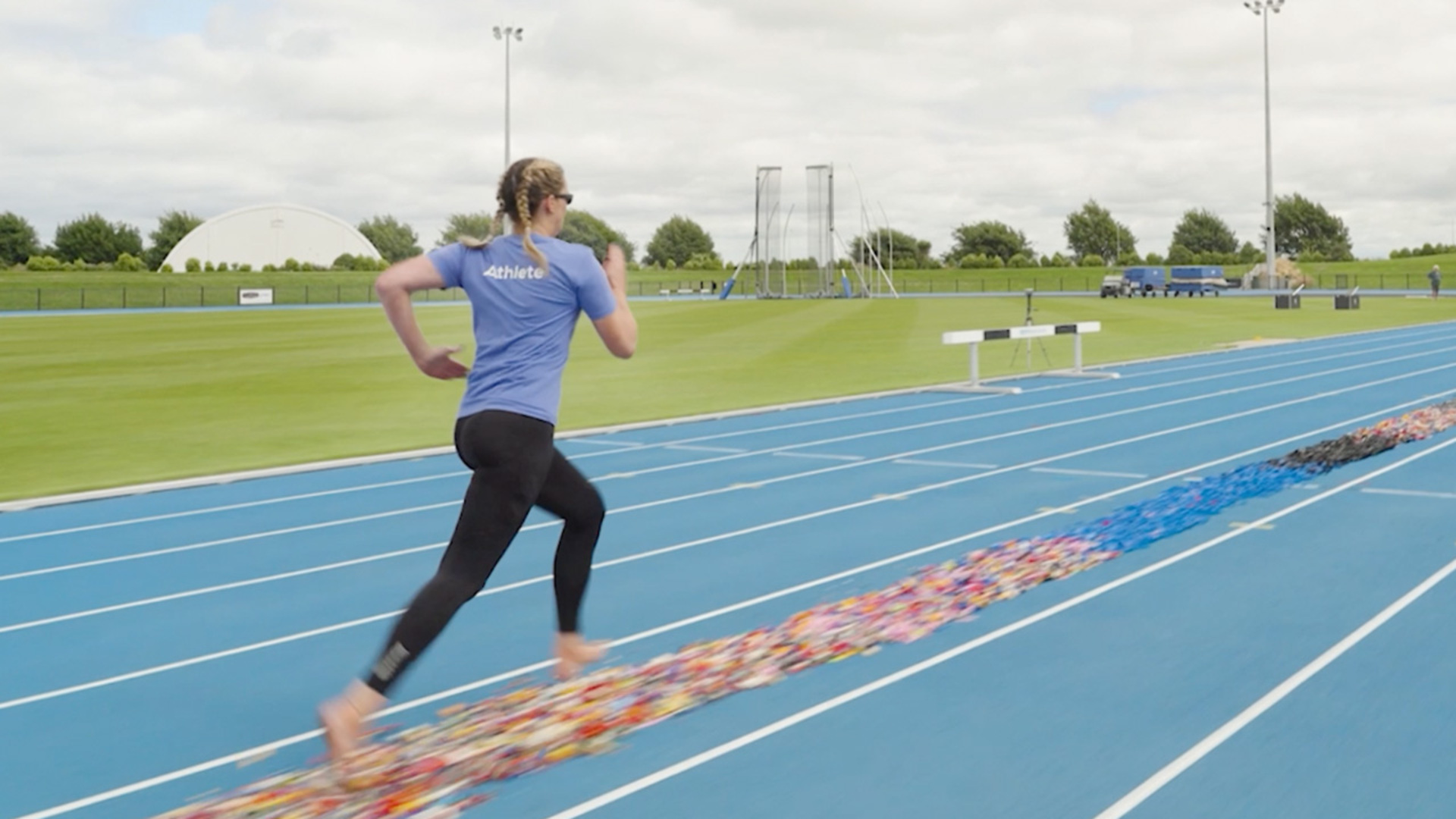 'Video thumbnail for Fastest 100m walking barefoot on LEGO - 24.75 seconds by Gabrielle Wall'