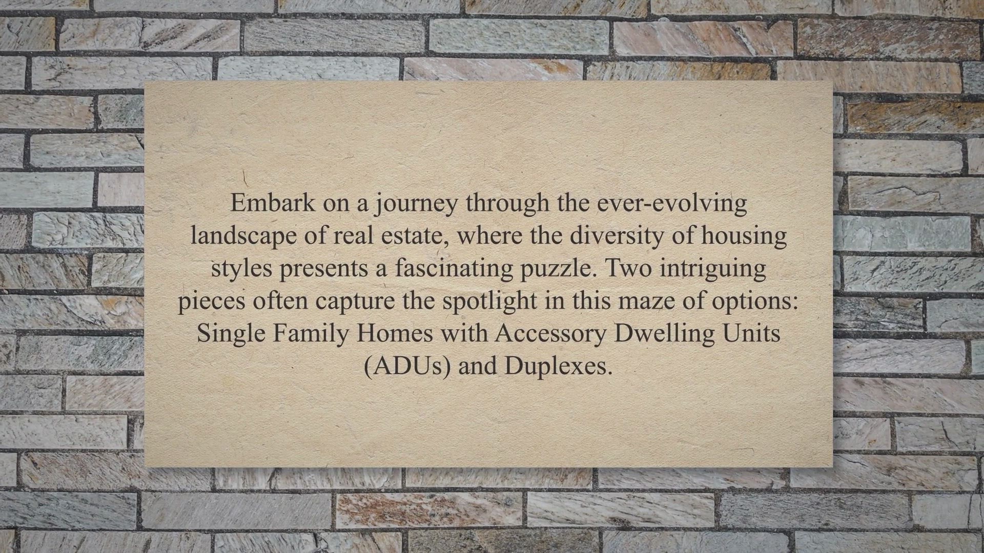 'Video thumbnail for Single Family Homes With Accessory Dwelling Units And Duplexes'
