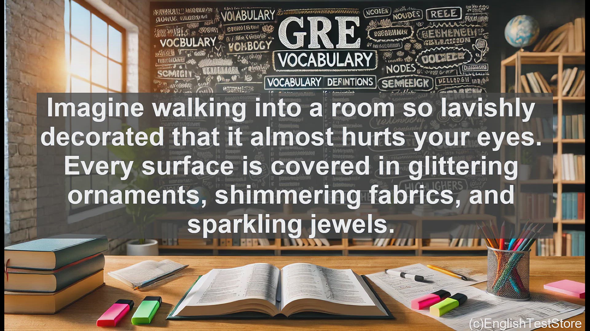 'Video thumbnail for GRE Vocabulary Lesson: Bedizen - Decking Out in Dazzling Decor'
