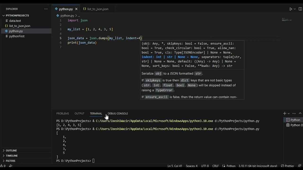 'Video thumbnail for How to convert Python List to JSON - Easy Python Tutorial'