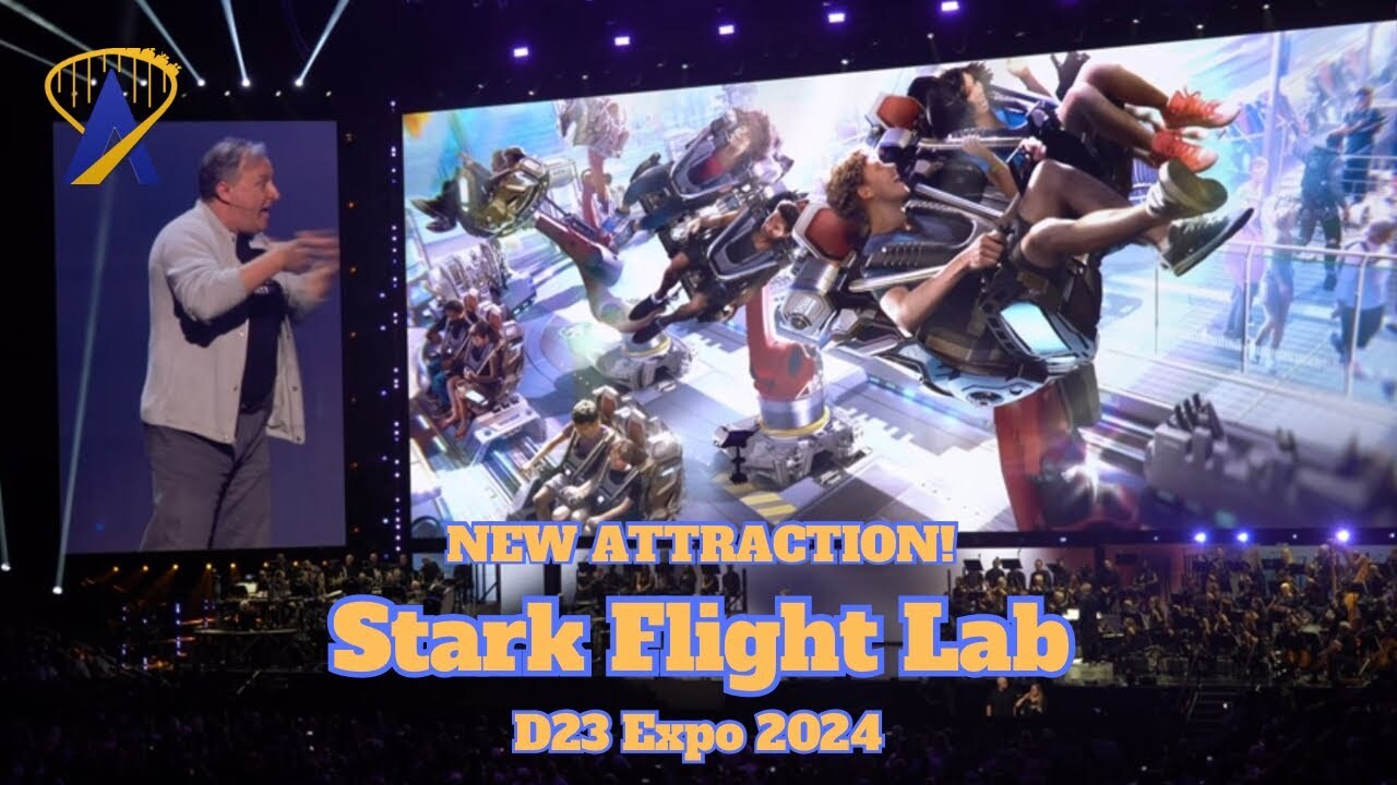 'Video thumbnail for Stark Flight Lab Ride Announced for Avengers Campus at D23 2024'