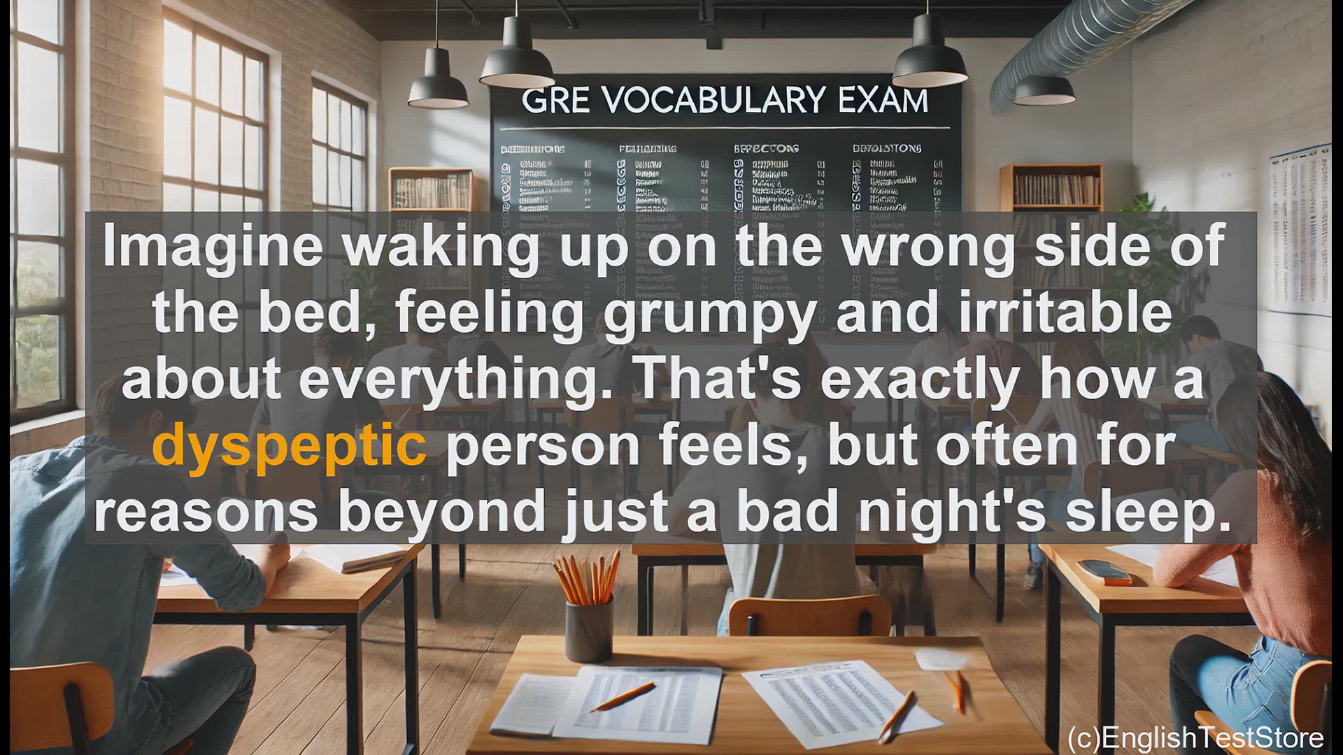 'Video thumbnail for GRE Vocabulary Lesson: Exploring the Meaning and Usage of 'Dyspeptic''
