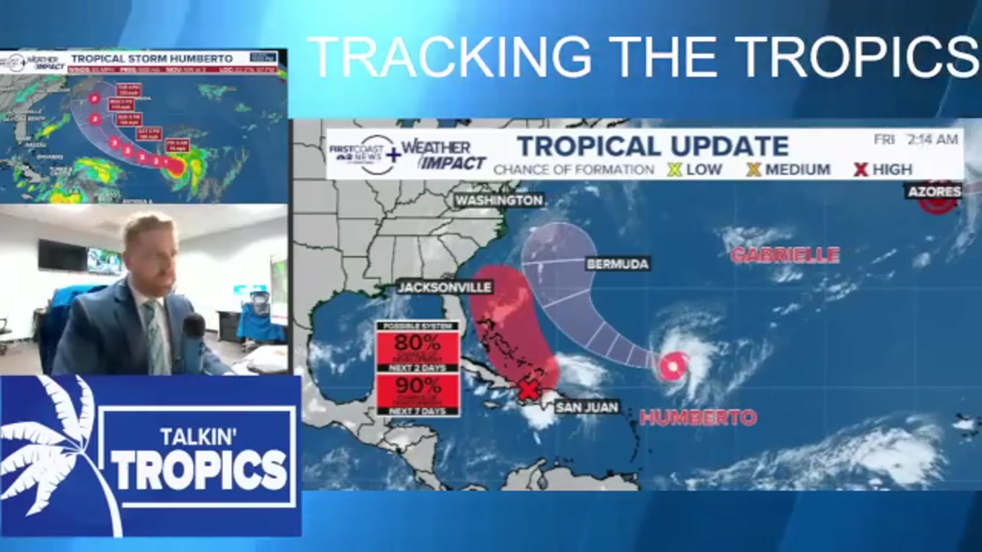 Video thumbnail for Tropical Update: Humberto and Imelda Threaten U.S.