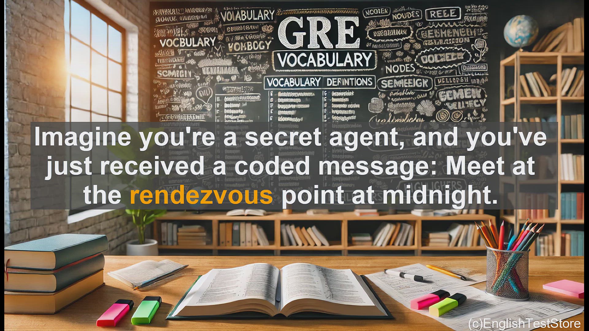 'Video thumbnail for GRE Vocabulary Lesson: Unraveling the Secrets of Rendezvous - A Vocabulary Booster for the GRE'