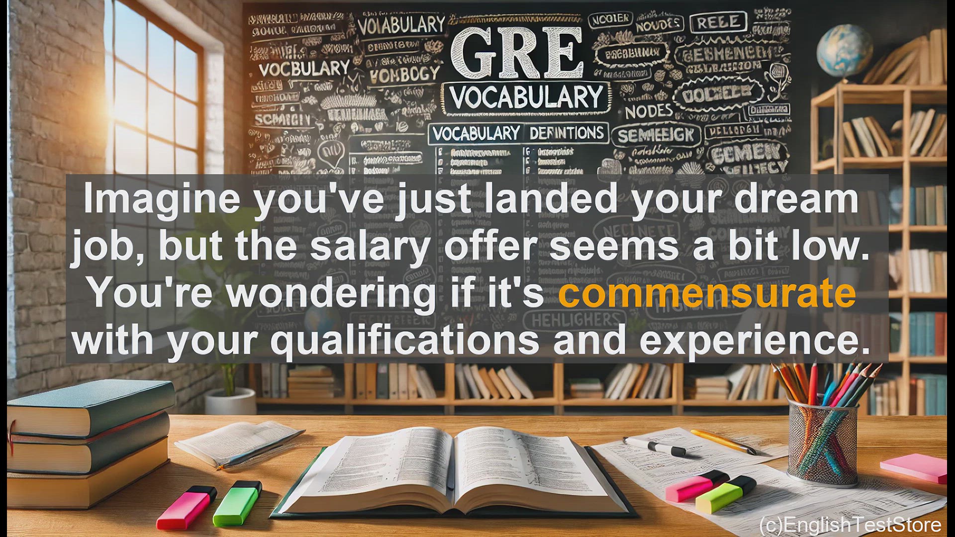 'Video thumbnail for GRE Vocabulary Lesson: Exploring the Meaning and Usage of 'Commensurate''