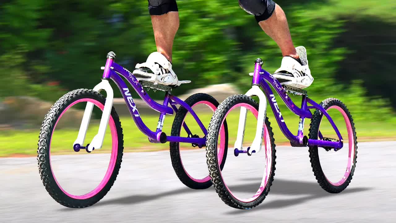 Video thumbnail for Jake Carlini: building extreme bicycle rollerblades! diy bike wheel skates.