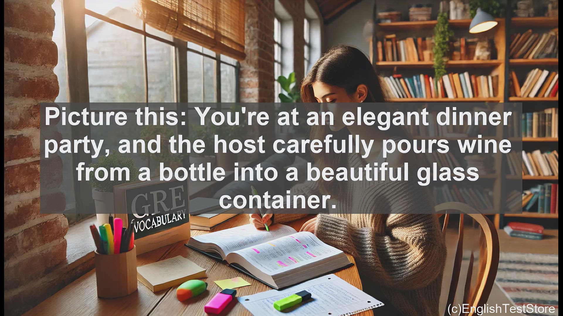 'Video thumbnail for GRE Vocabulary Lesson: Decanting - The Art of Transferring Liquids'