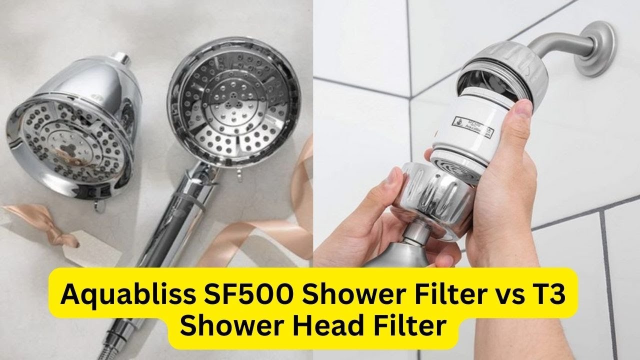 'Video thumbnail for Aquabliss SF500 Shower Filter vs T3 Shower Head Filter'