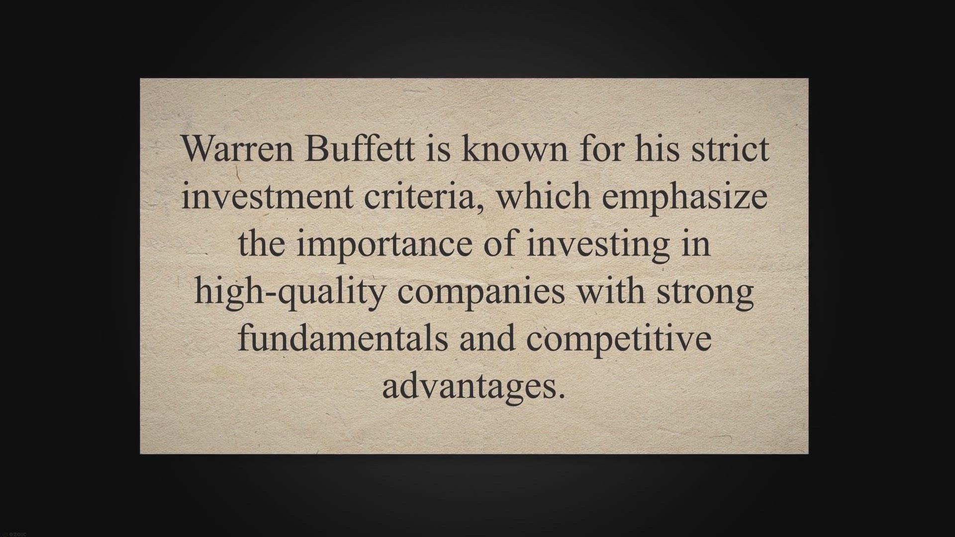 'Video thumbnail for Warren Buffett's Investment Criteria:'