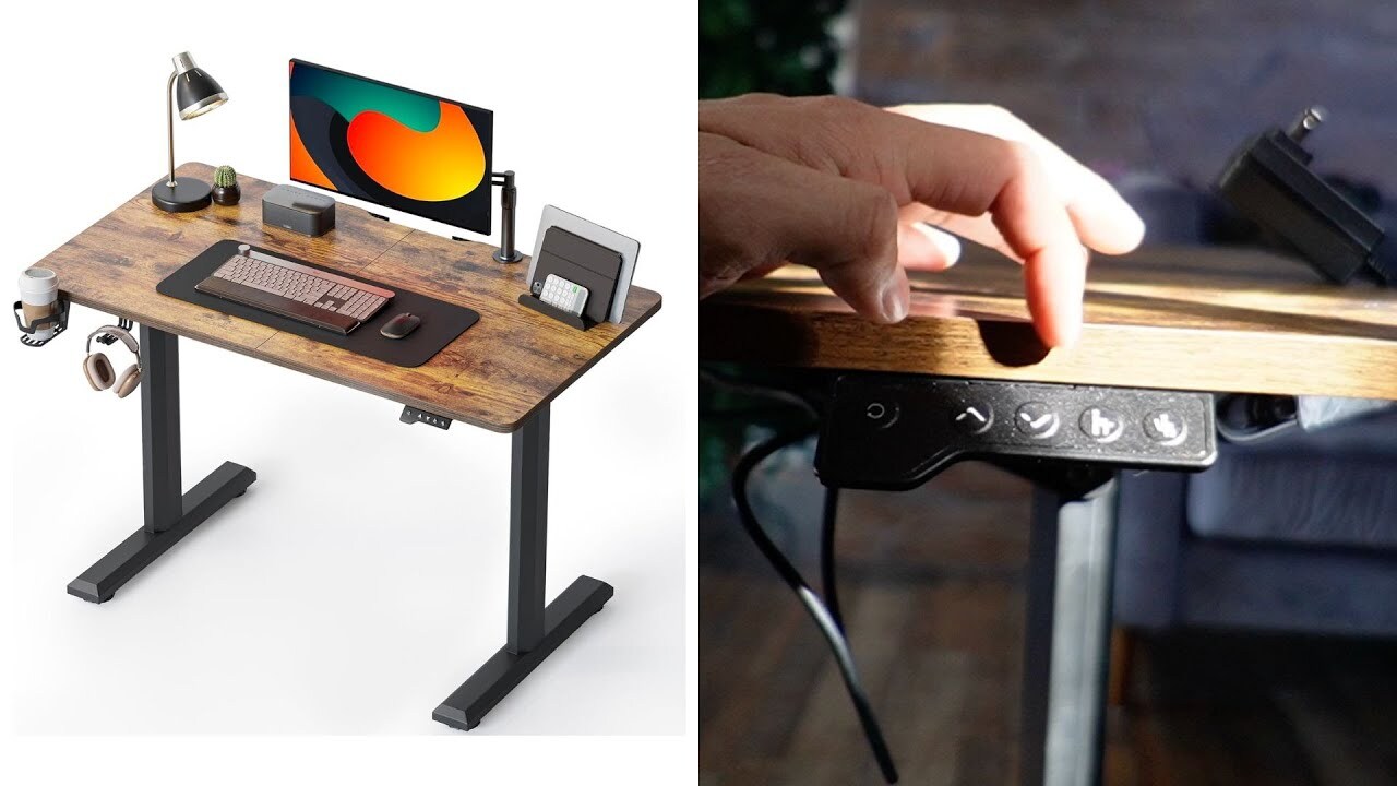 'Video thumbnail for FEZIBO Height Adjustable Electric Standing Desk Review'