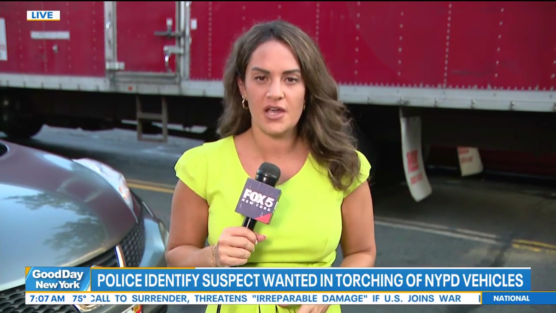 'Video thumbnail for Police ID man wanted in torching of NYPD vehicles'