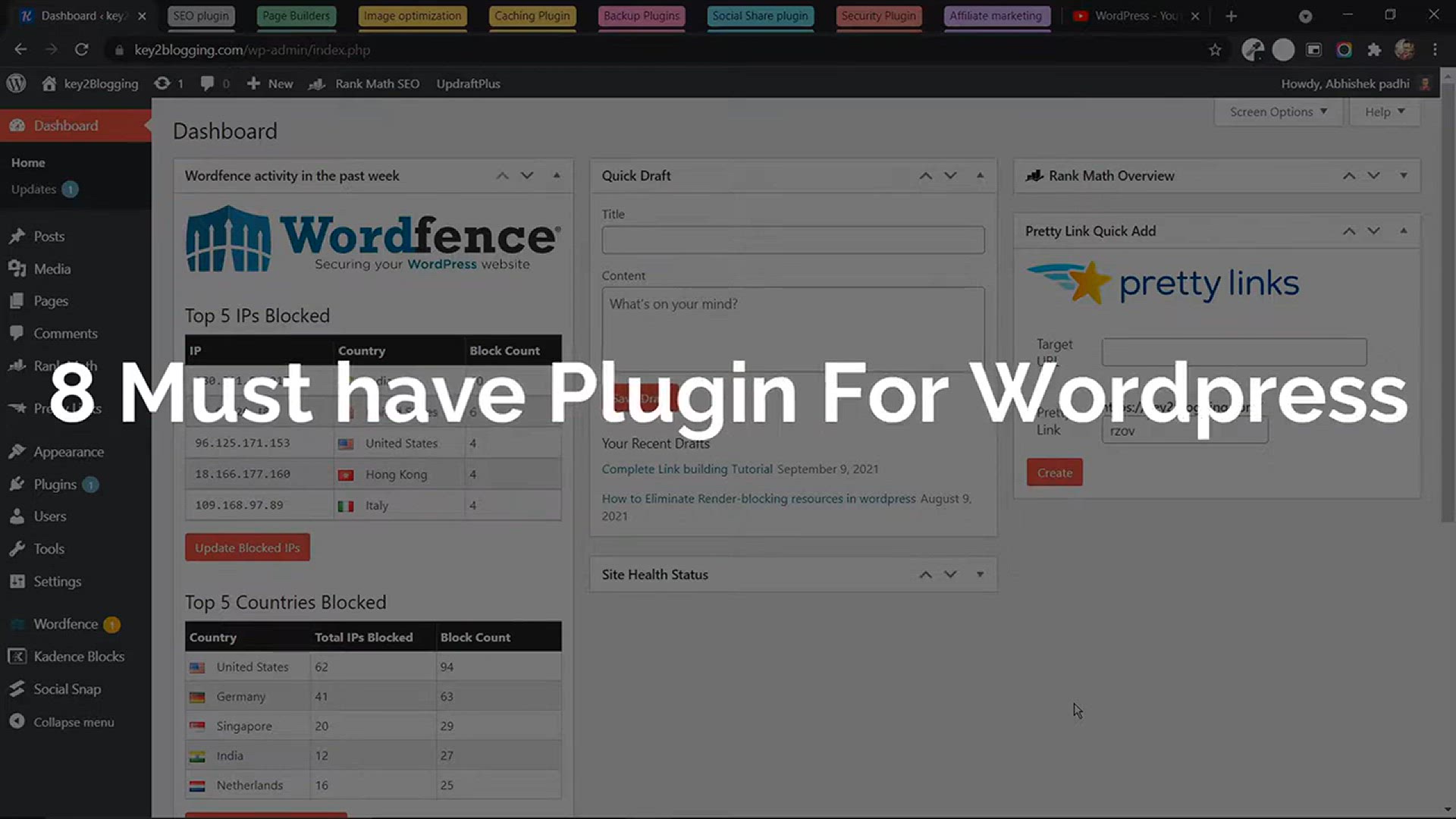 'Video thumbnail for 8 Best WordPress plugins that every website should have !'