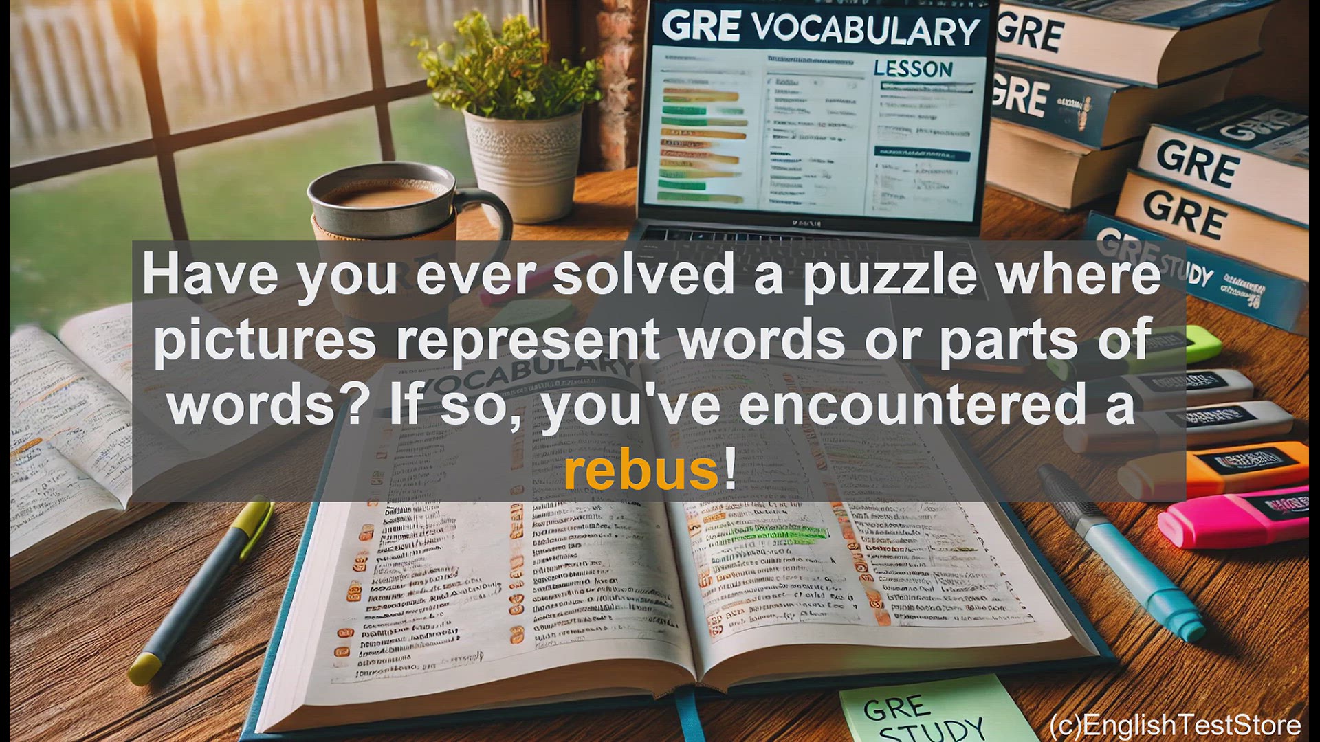 'Video thumbnail for GRE Vocabulary Lesson: Exploring the Fascinating World of Rebuses'
