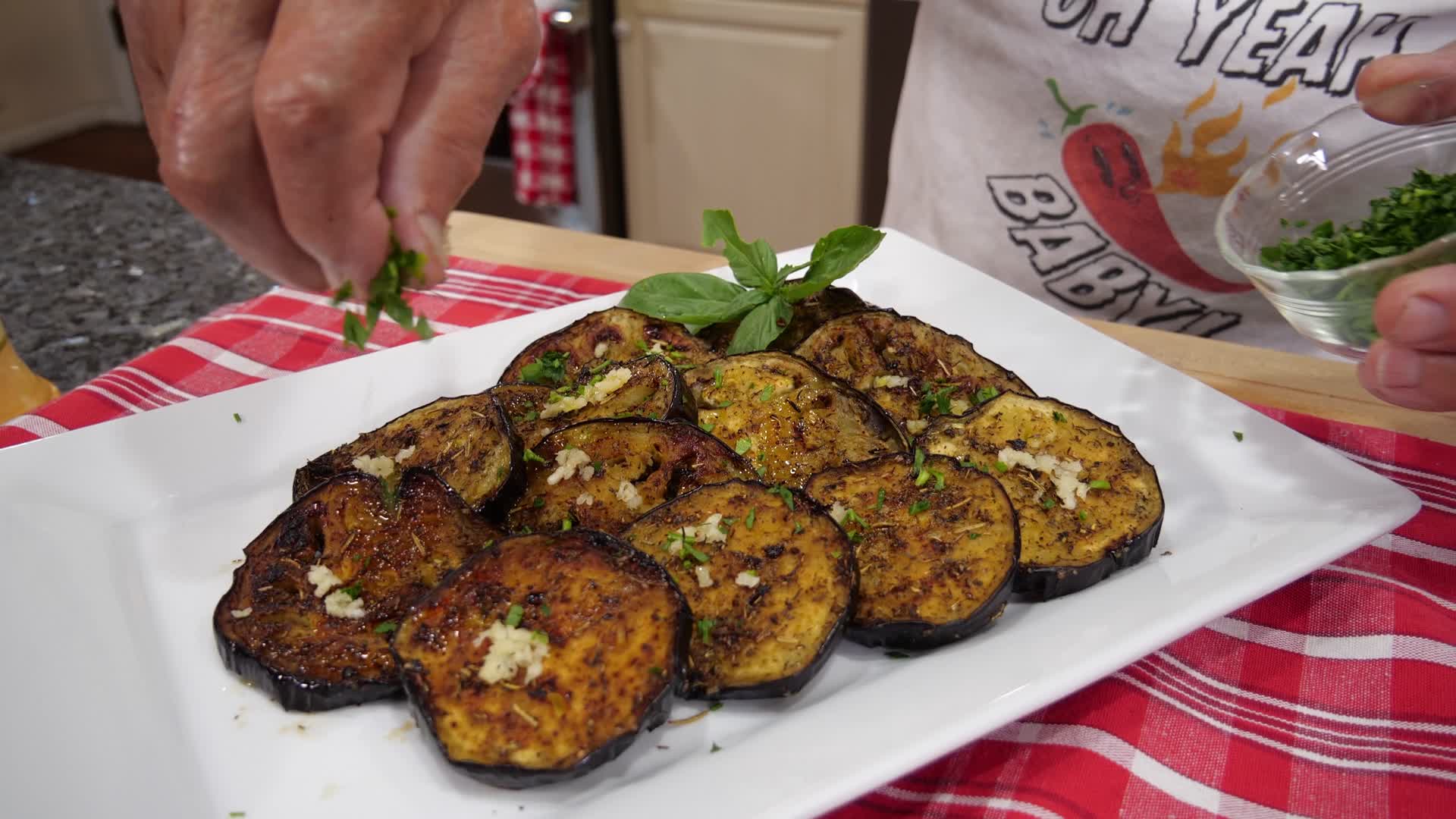 Video thumbnail for Roasted Eggplant with Garlic & Balsamic