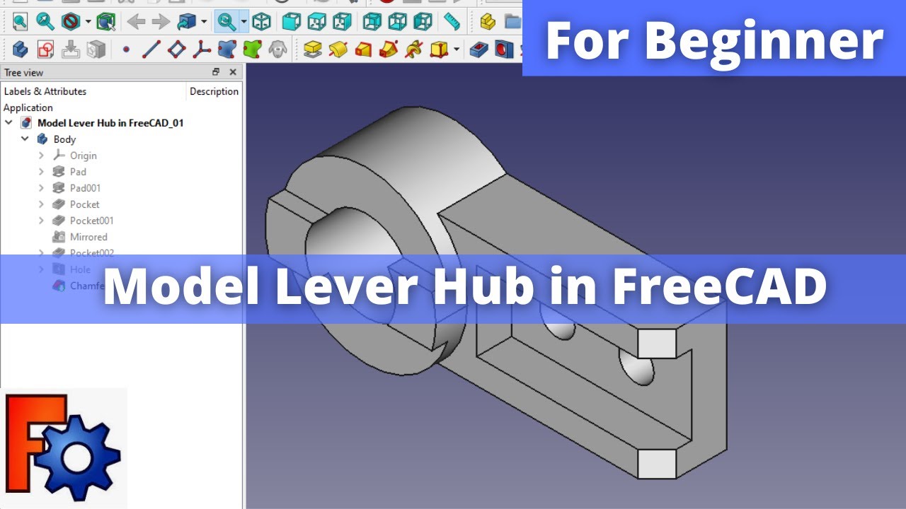 'Video thumbnail for How to Model Lever Hub in FreeCAD | FreeCAD Part Tutorial | FreeCAD Part Design | Mechnexus |'