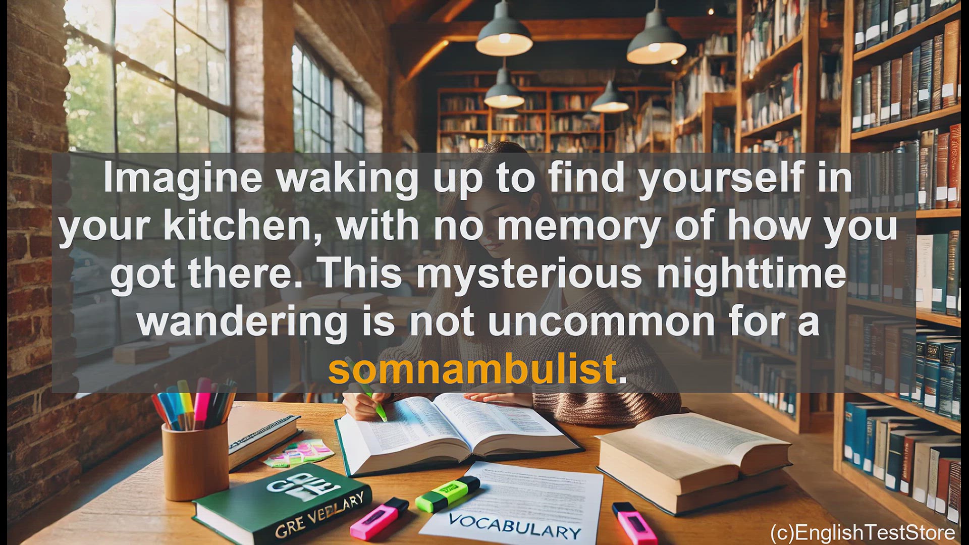 'Video thumbnail for GRE Vocabulary Lesson: Somnambulist - The GRE Vocabulary Word for Sleepwalkers'