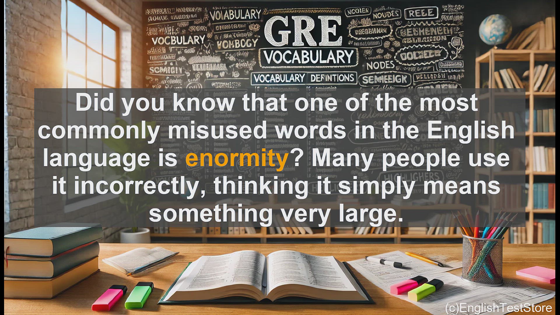 'Video thumbnail for GRE Vocabulary Lesson: Unraveling the True Meaning of Enormity'