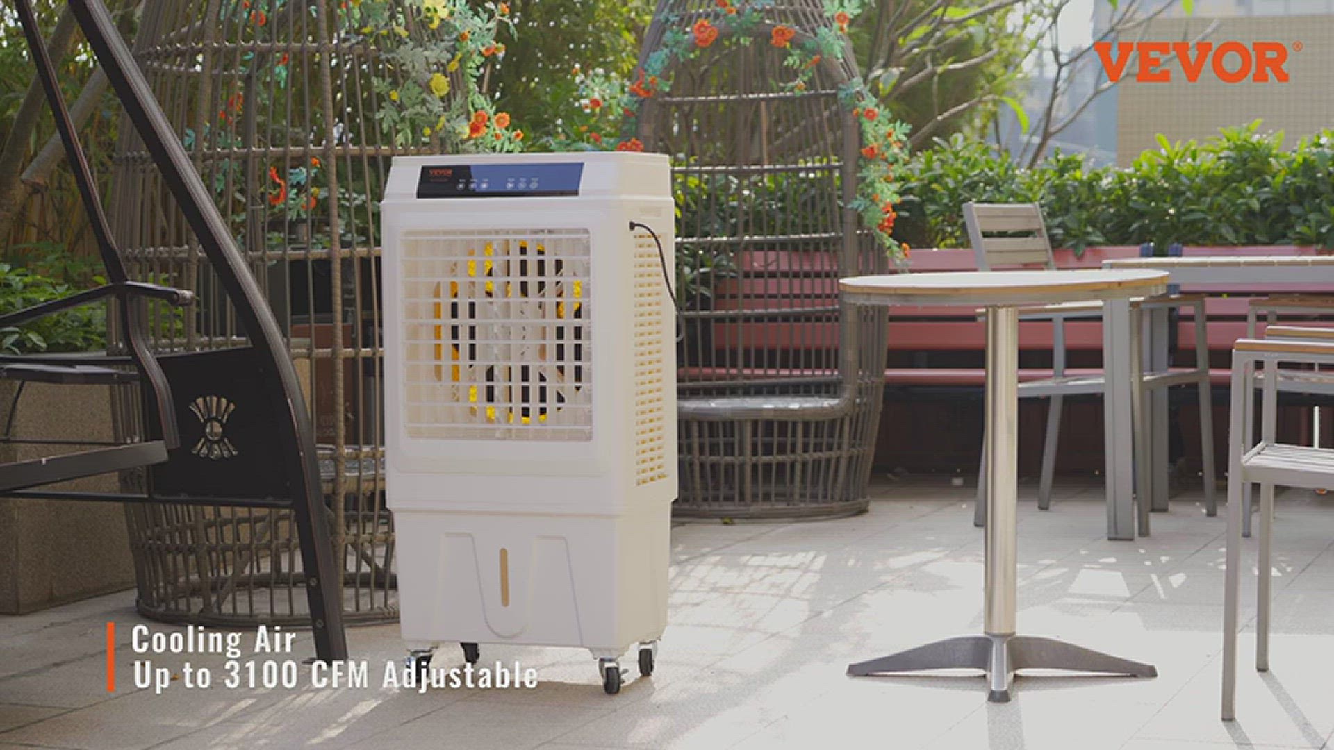'Video thumbnail for VEVOR Evaporative Air Cooler,100W 1400CFM Swamp Cooler '