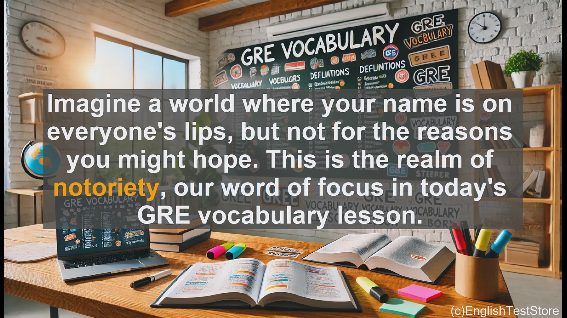 'Video thumbnail for GRE Vocabulary Lesson: Notoriety - The Burden of Unwanted Fame'