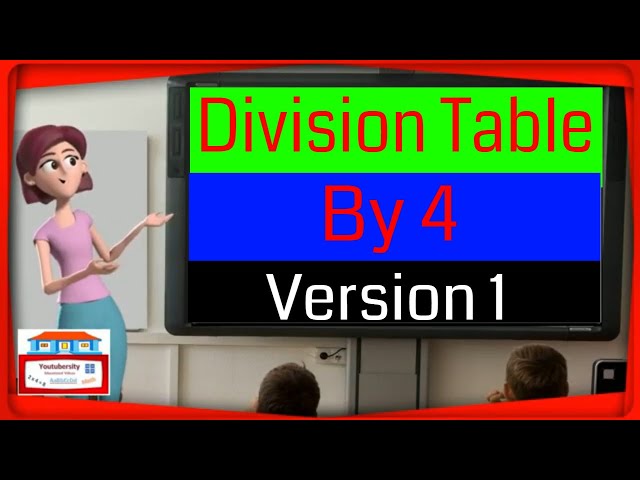 Video thumbnail for Version-1.0 | Division Table By 4 (four)- Version 1 | Elementary School | Kids | All - Youtubersity