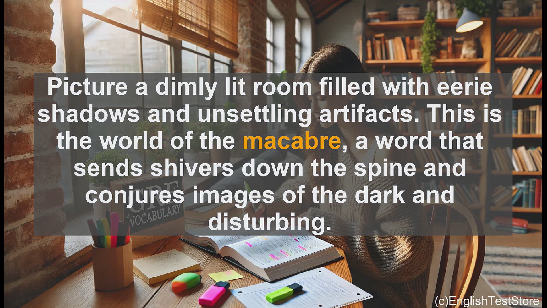 'Video thumbnail for GRE Vocabulary Lesson: Exploring the Macabre - Unlocking the Secrets of a Chilling Vocabulary'