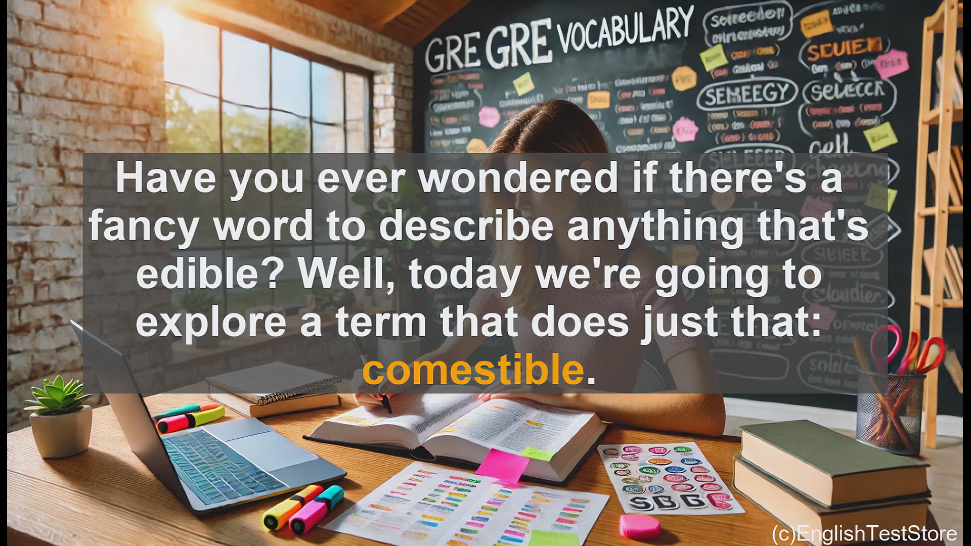 'Video thumbnail for GRE Vocabulary Lesson: Comestible - The Sophisticated Term for Edible Things'
