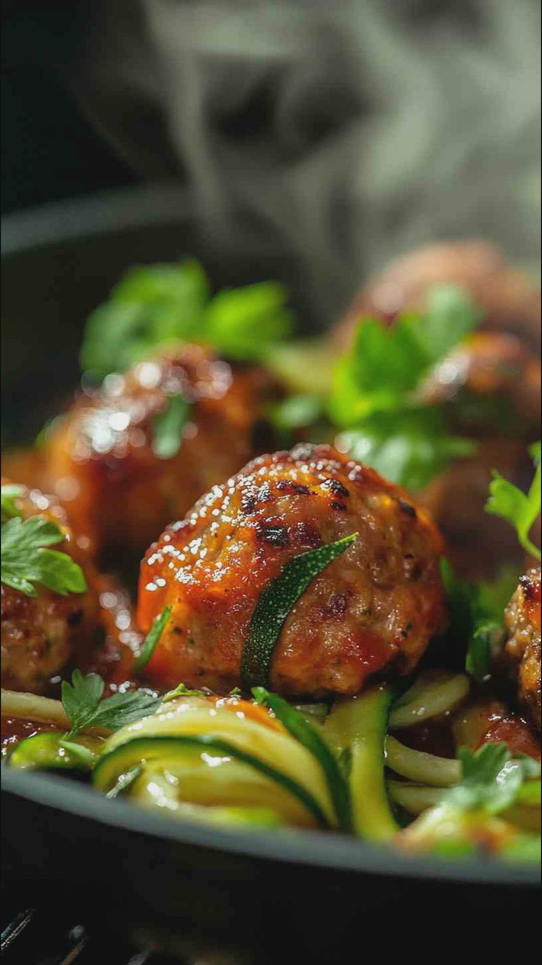 'Video thumbnail for Turkey Meatballs with Zucchini Noodles Recipe'