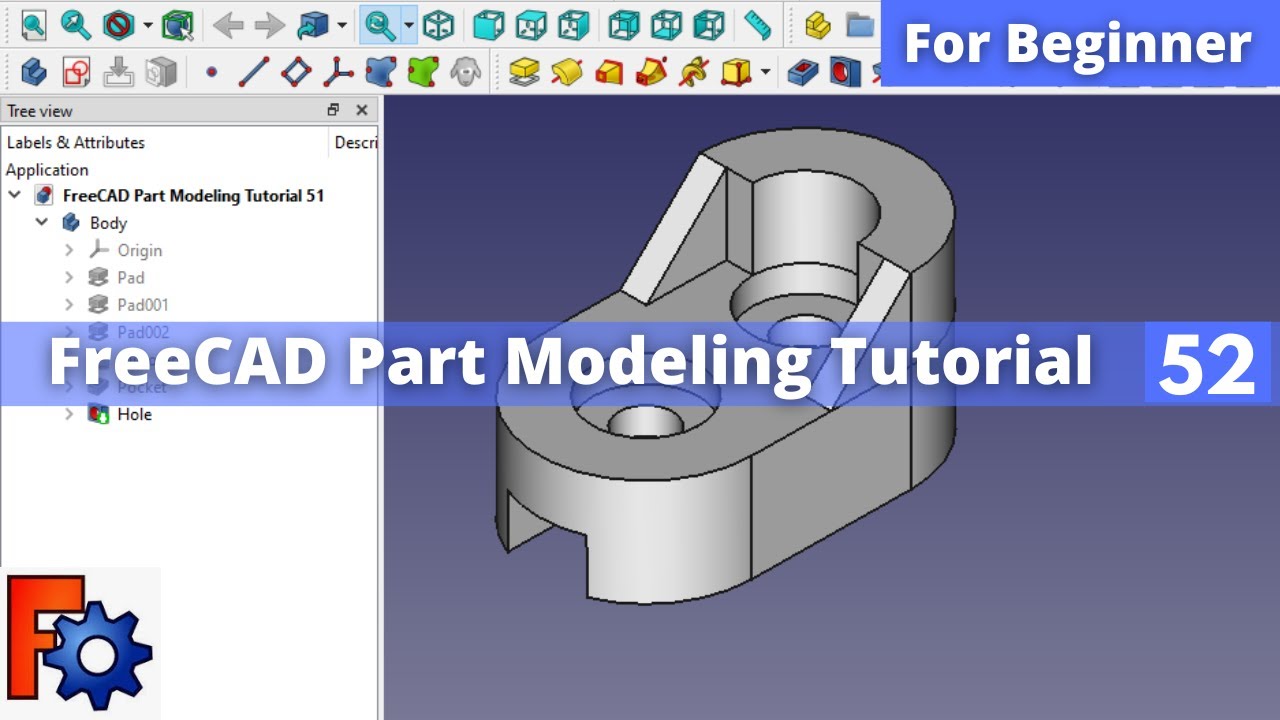 'Video thumbnail for FreeCAD Part Modeling Tutorial 52 | FreeCAD Tutorial | FreeCAD Part Design | Mechnexus |'