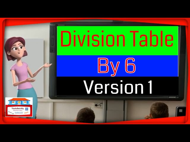 Video thumbnail for Version-1.0 | Division Table By 6 (six)- Version 1 | Elementary School | Kids | All - Youtubersity