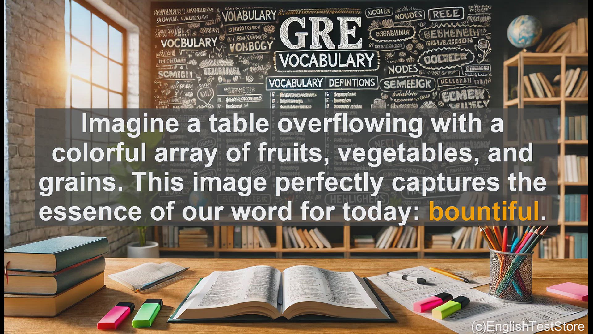 'Video thumbnail for GRE Vocabulary Lesson: Exploring the Abundance of 'Bountiful''