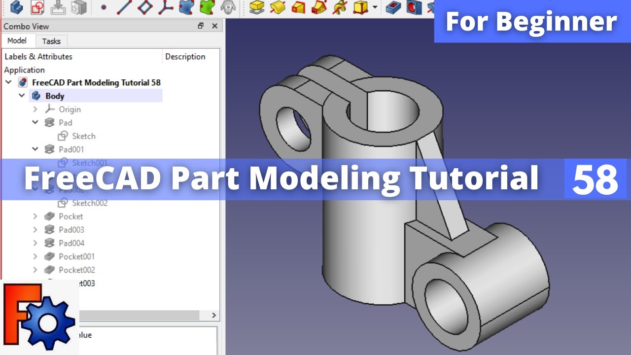 'Video thumbnail for FreeCAD Part Modeling Tutorial 58 | FreeCAD Tutorial | FreeCAD Part Design | Mechnexus |'