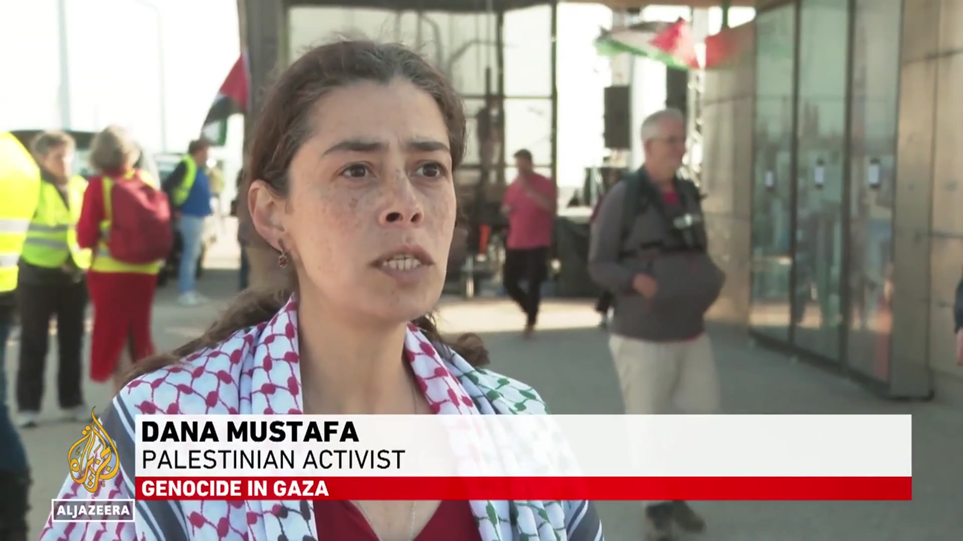 'Video thumbnail for NATO summit demonstration: Protesters accuse alliance of being complicit in Gaza'