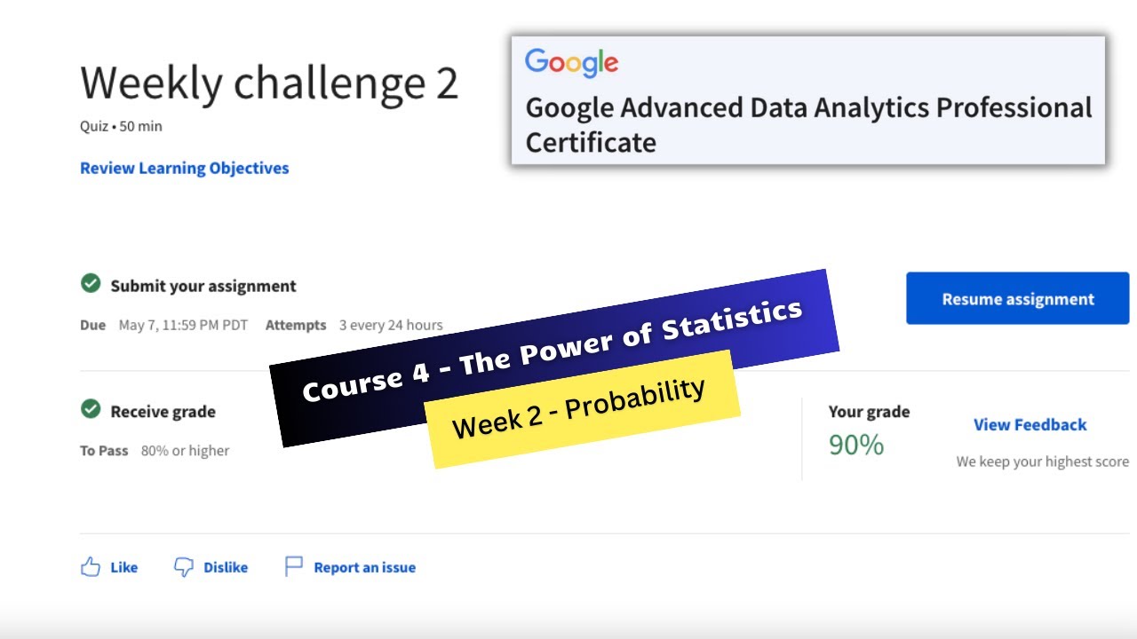 Video thumbnail for the power of statistics coursera weekly challenge 2 answers || Google Advanced Data Analytics