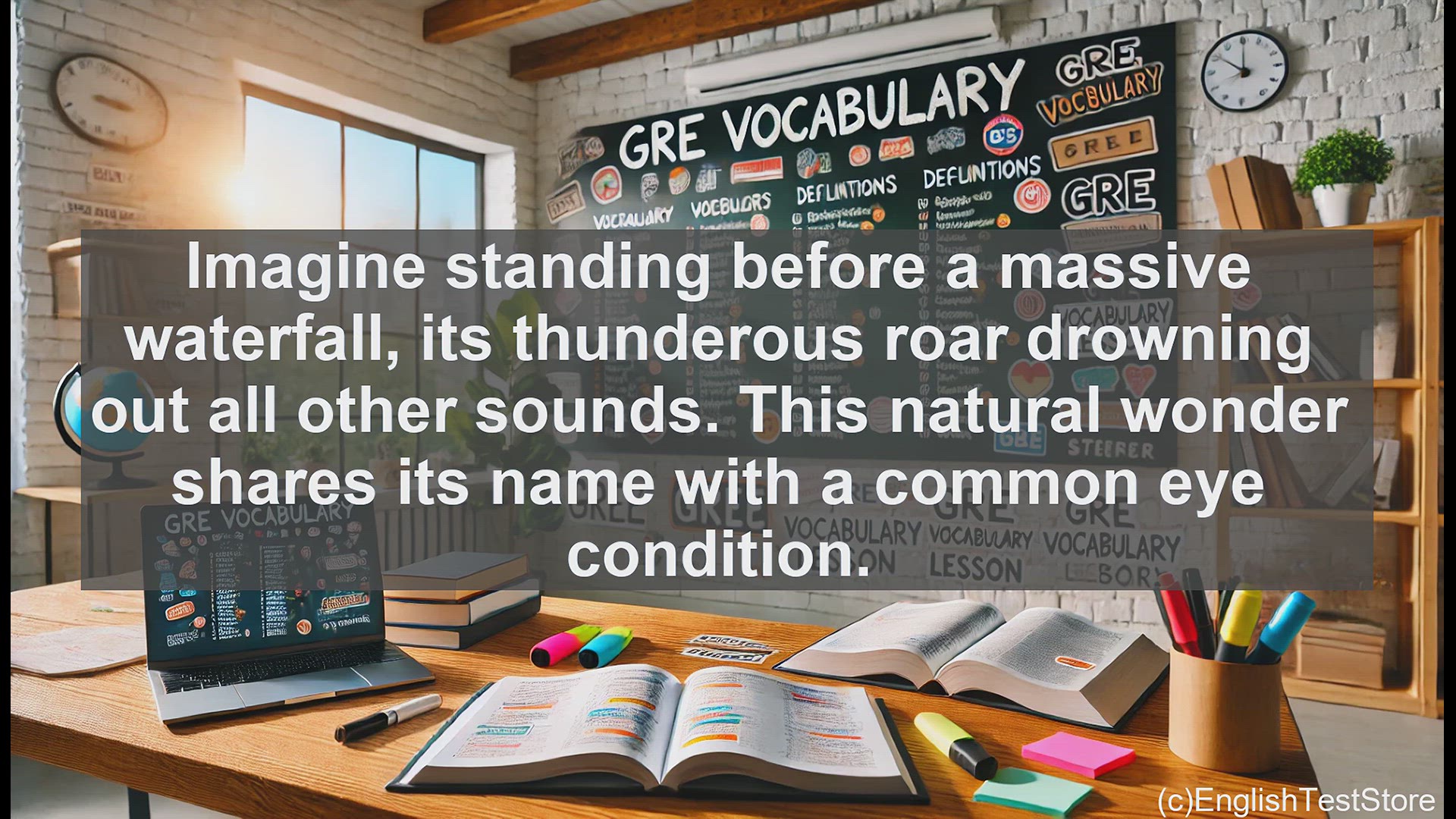 'Video thumbnail for GRE Vocabulary Lesson: Cataract - Exploring the Dual Meanings of a Powerful Word'