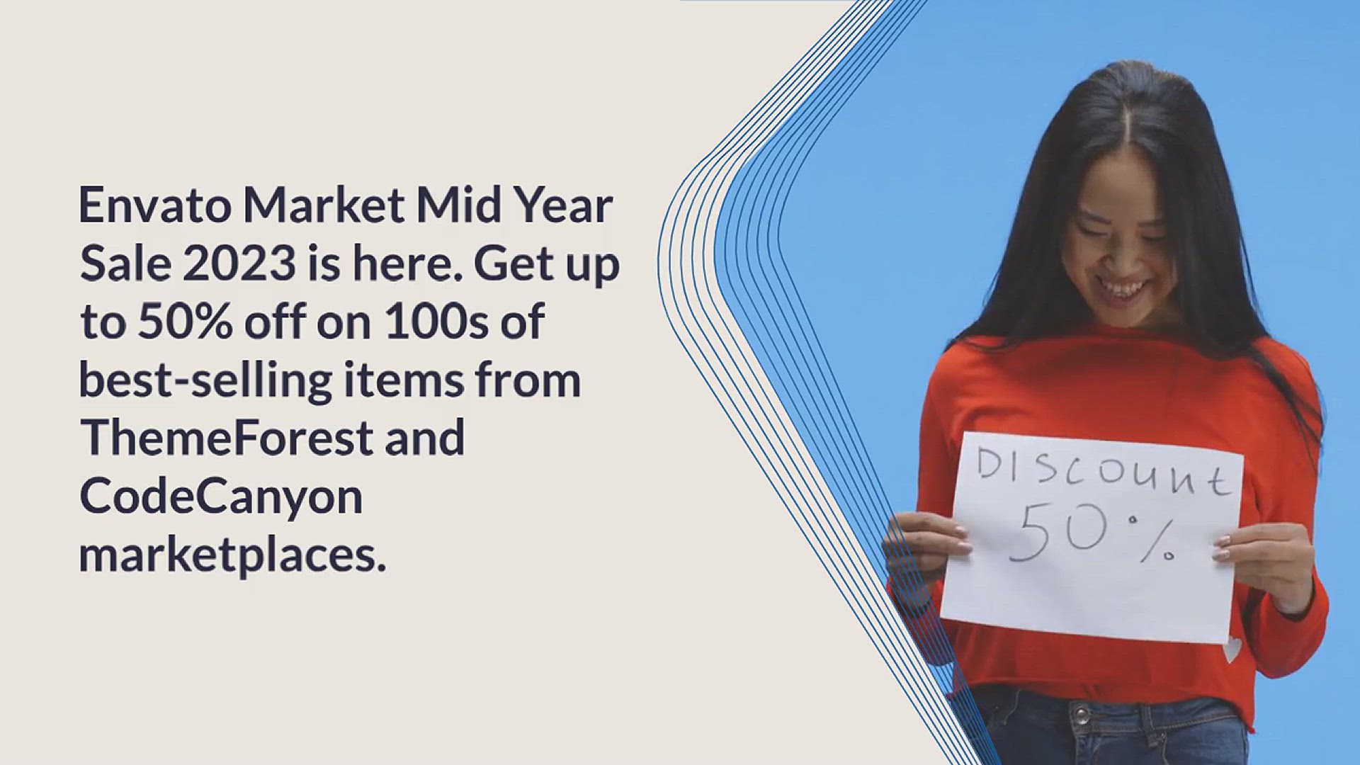 'Video thumbnail for Envato Market Mid Year Sale 2023 – 50% OFF Web & Code Assets'