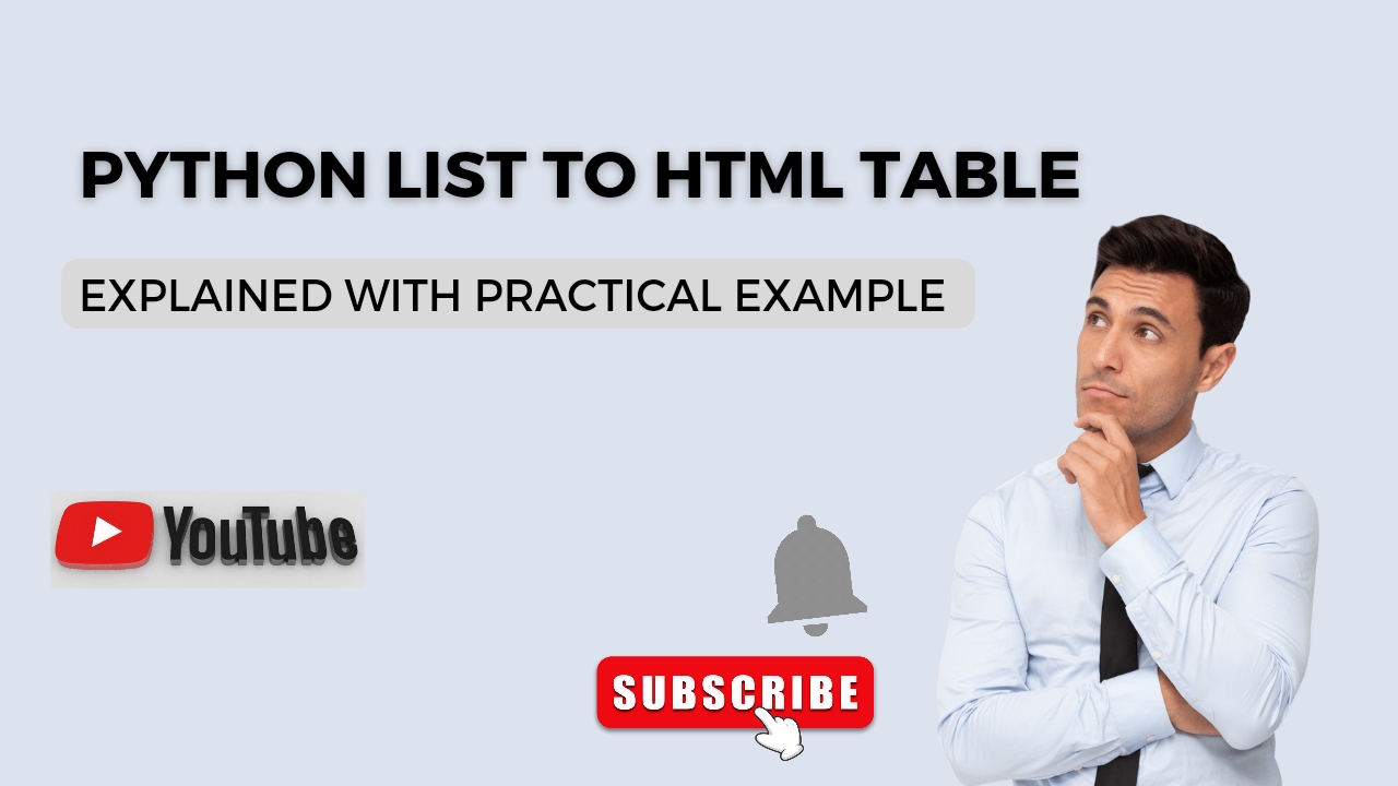 'Video thumbnail for Python List to HTML Table Conversion Explained with Example - Python Tutorial'