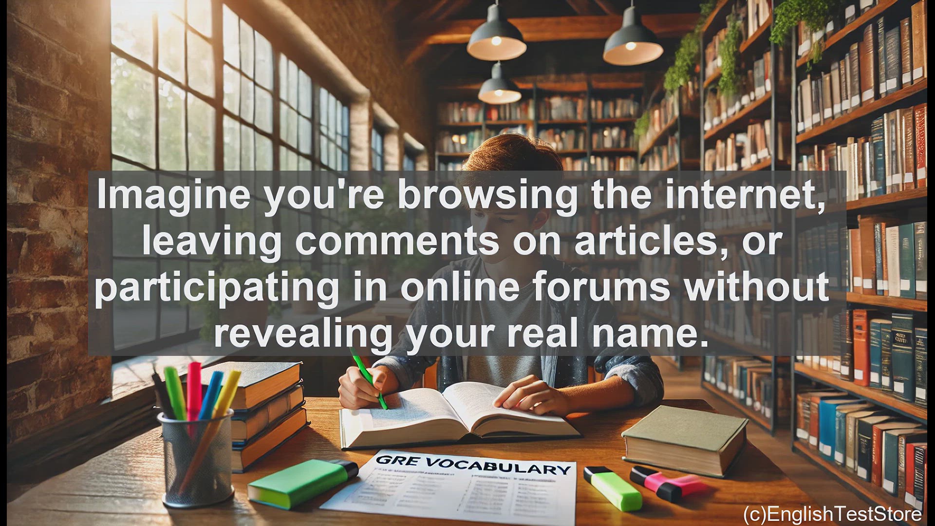 'Video thumbnail for GRE Vocabulary Lesson: The Power of Anonymity - Exploring a Key GRE Vocabulary Word'