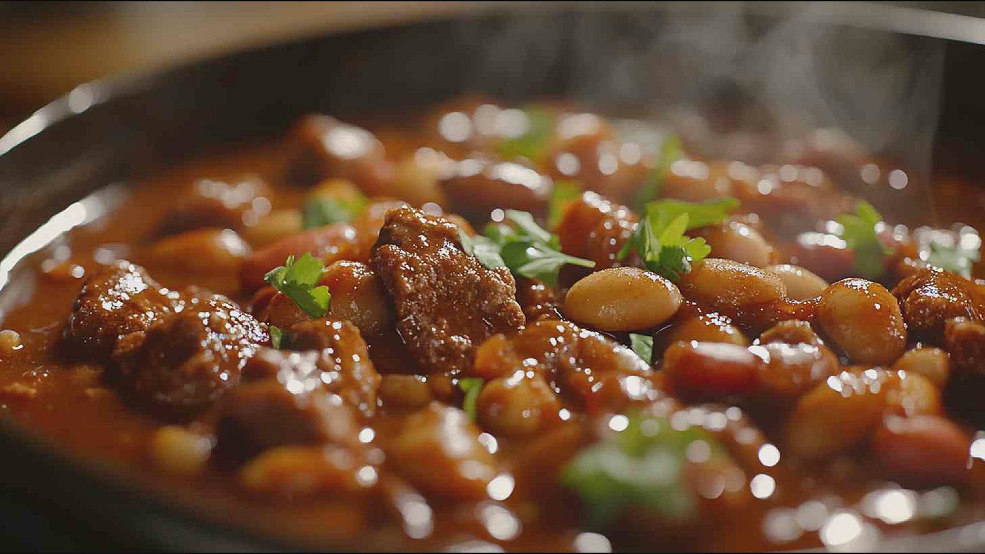 'Video thumbnail for Slow Cooker Chunky Beef Chili with Beans Recipe'