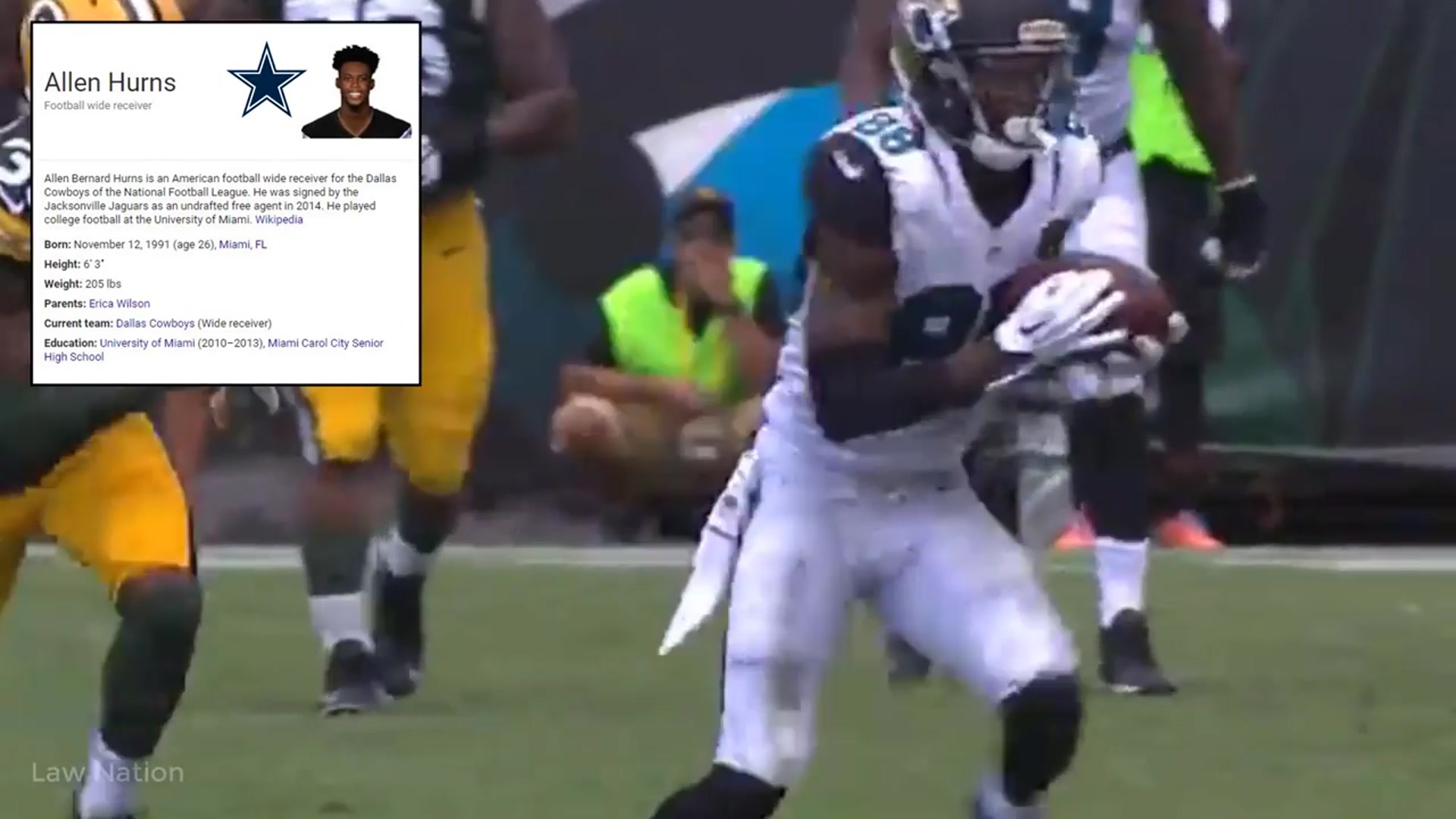 'Video thumbnail for law nation sports: allen hurns quick wr film session'