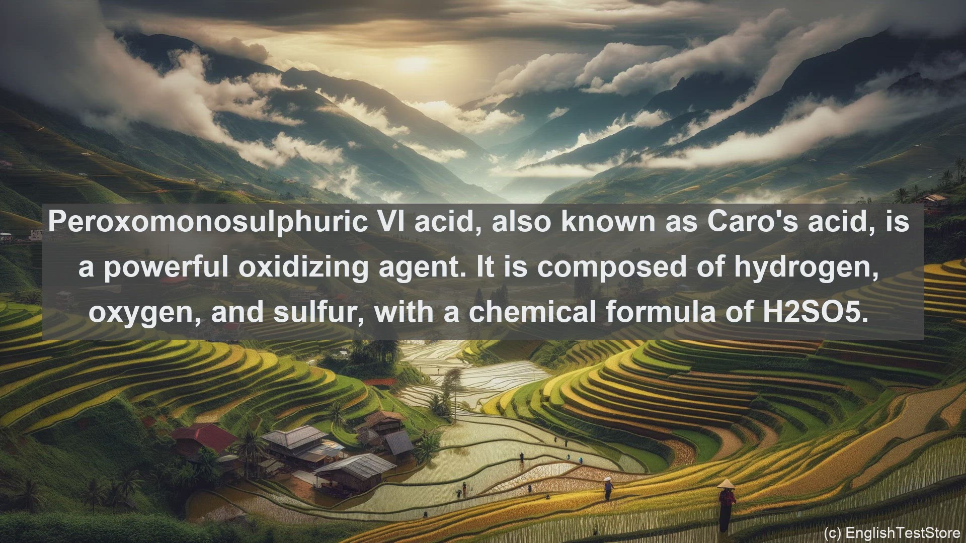 'Video thumbnail for Peroxomonosulphuric vi acid in science  definition and examples'