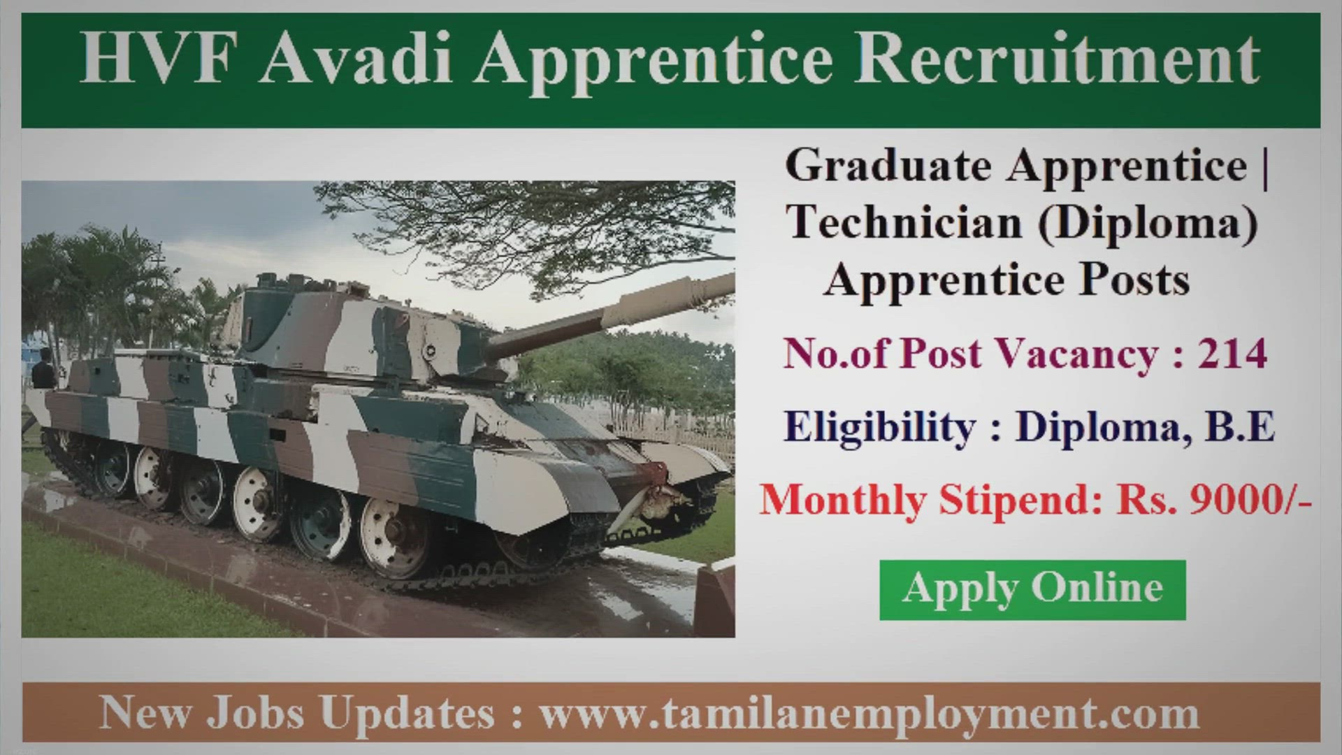 Video thumbnail for HVF Avadi Apprentice Recruitment 2023